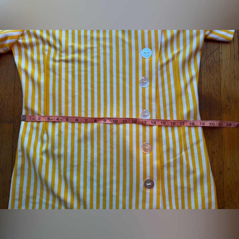 60s Vintage Yellow and White Striped Dress - Picture 8 of 10